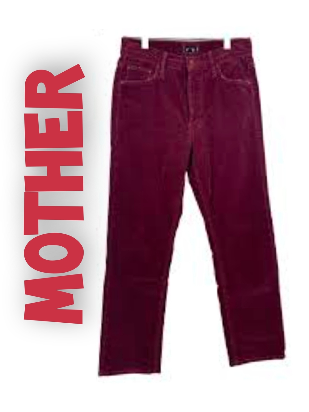 MOTHER Straight-Leg Jeans in Burgundy Size 24